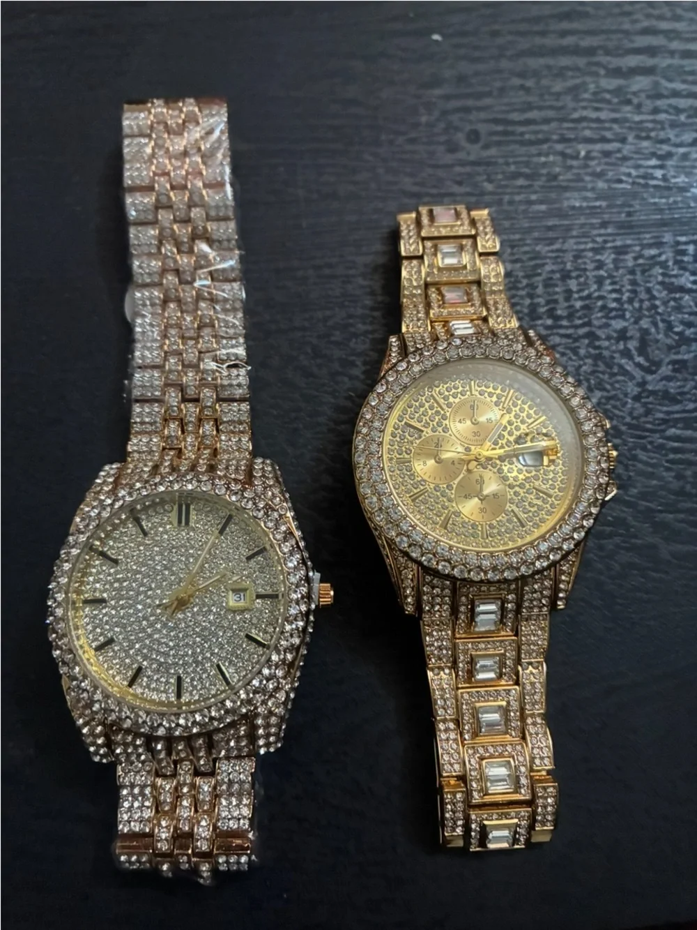 Luxury Crystal-Embellished Gold Tone Women's Watch